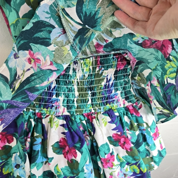 Vtg 80s Jodi Michaels Green Floral Jacket Skirt Set - Picture 9 of 10